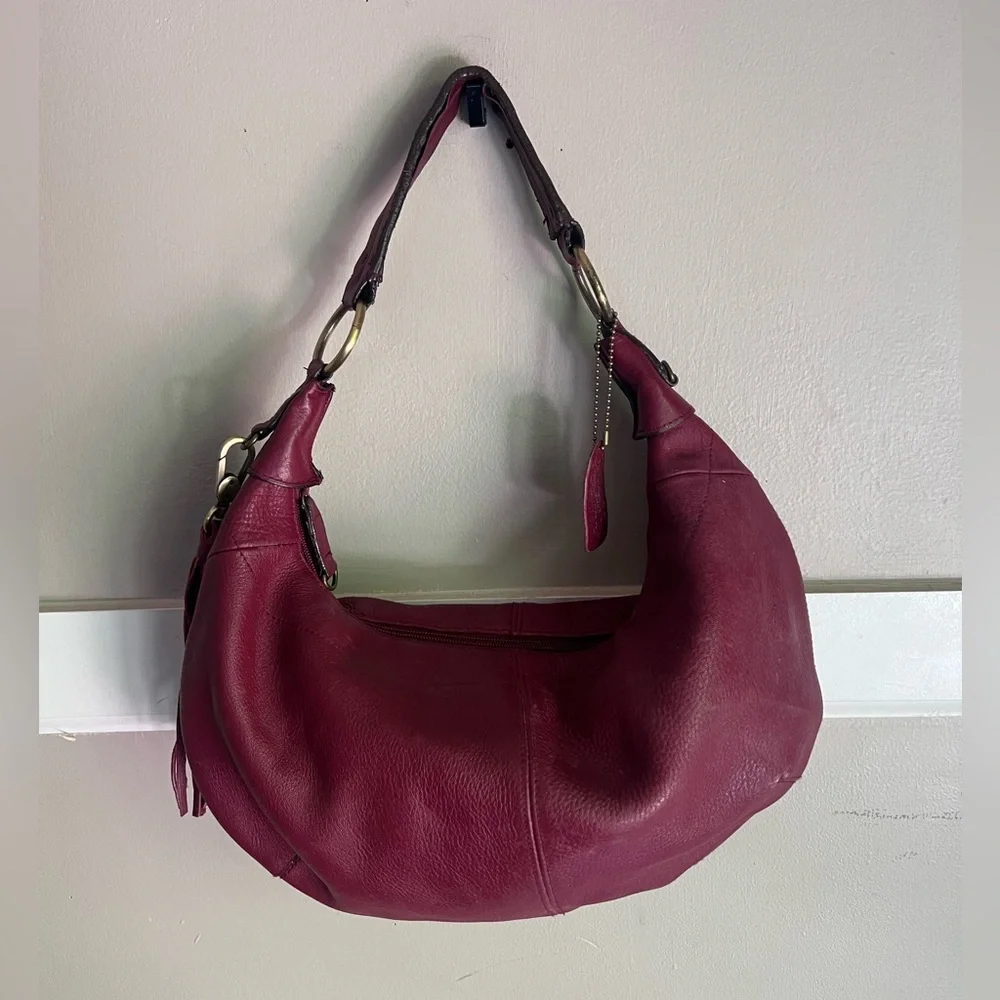 Relativity Plum Leather Hobo Bag